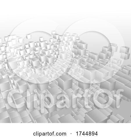 3D Abstract Background of White Cubes by KJ Pargeter