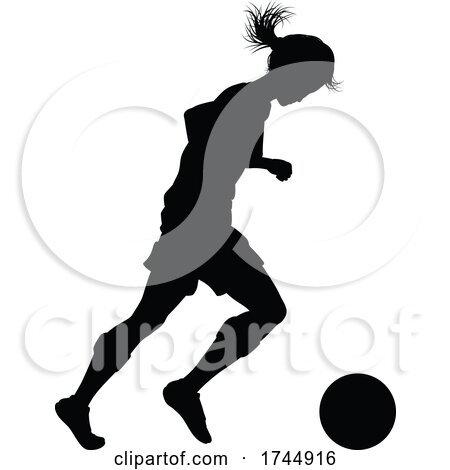 Female Soccer Football Player Woman Silhouette by AtStockIllustration