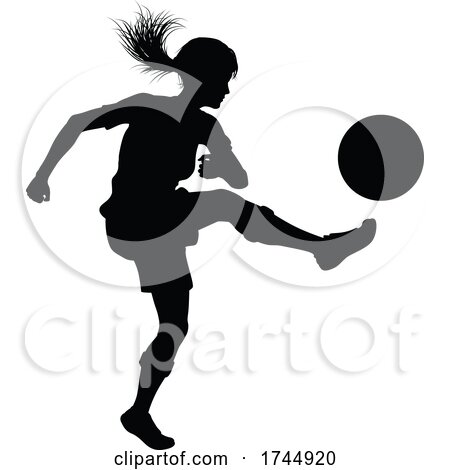 Female Soccer Football Player Woman Silhouette by AtStockIllustration