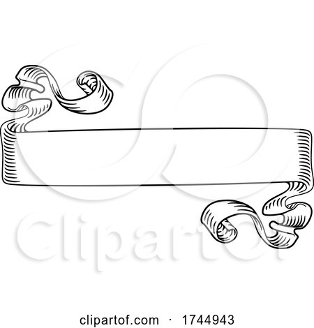 Scroll Banner Woodcut Vintage Style Ribbon by AtStockIllustration