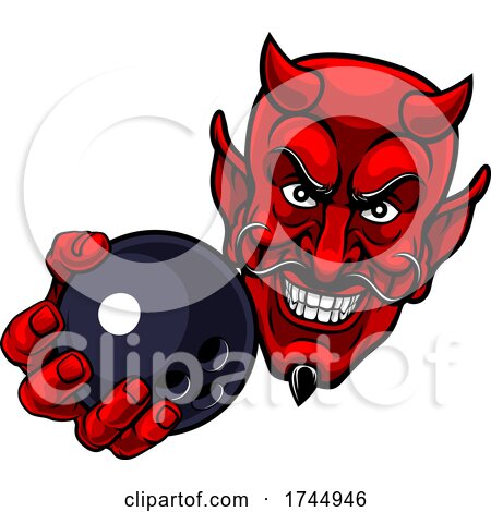 Devil Ten Pin Bowling Ball Sports Mascot Cartoon by AtStockIllustration