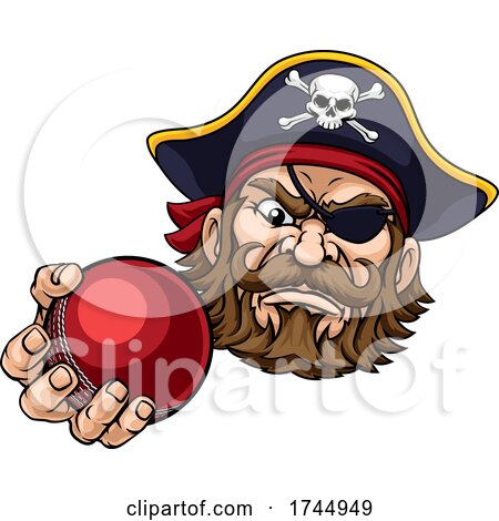 Pirate Cricket Ball Sports Mascot Cartoon by AtStockIllustration