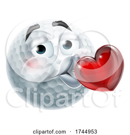 Golf Ball Kissing Heart Emoticon Emoji Icon Face by AtStockIllustration