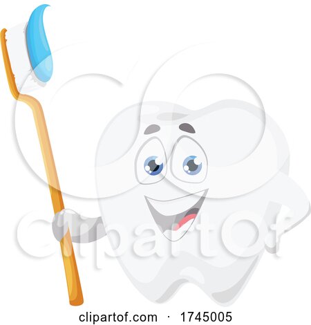 Tooth Mascot with a Brush by Vector Tradition SM