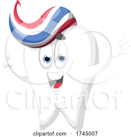 Tooth Mascot with Paste Hair by Vector Tradition SM