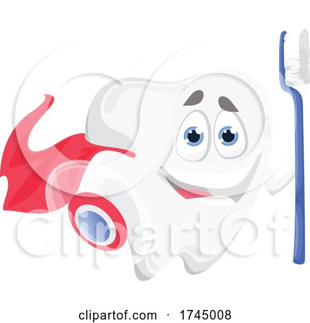 Super Tooth Mascot with a Brush by Vector Tradition SM