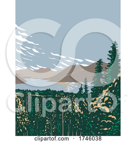 Skilak Lake on the Kenai Peninsula Fed by Meltwater from Skilak Glacier Located in Kenai Fjords National Park in Alaska WPA Poster Art by patrimonio
