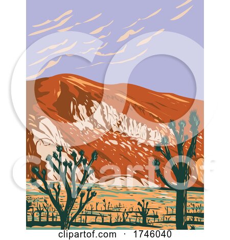 Ryan Mountain in Joshua Tree National Park Located in California United States WPA Poster Art by patrimonio