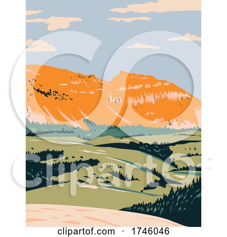 The Sleeping Indian on Sheep Mountain in the Gros Ventre Wilderness of Bridger Teton National Forest near Jackson Wyoming WPA Poster Art by patrimonio