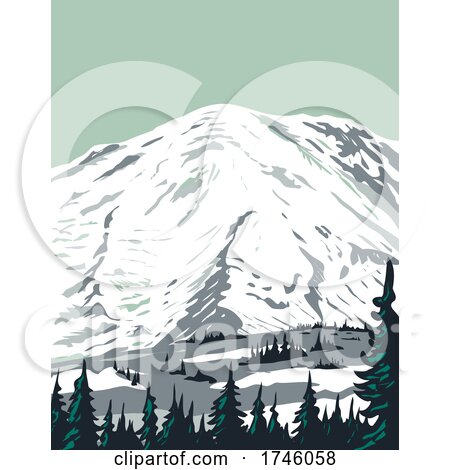 Emmons Glacier on Northeast Flank of Mount Rainier Located in Mount Rainier National Park in Washington State WPA Poster Art by patrimonio