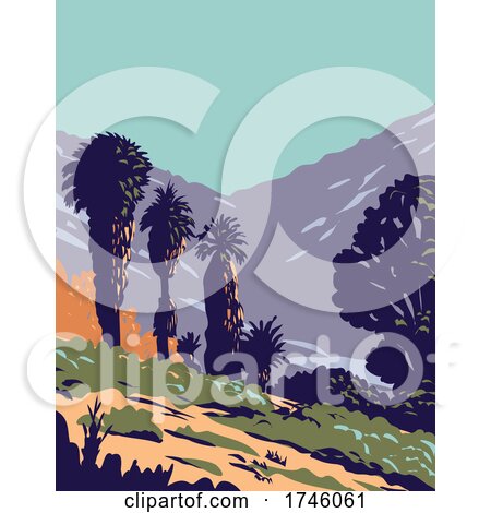 California Fan Palms in Cottonwood Spring Oasis Located in Joshua Tree National Park in California WPA Poster Art by patrimonio