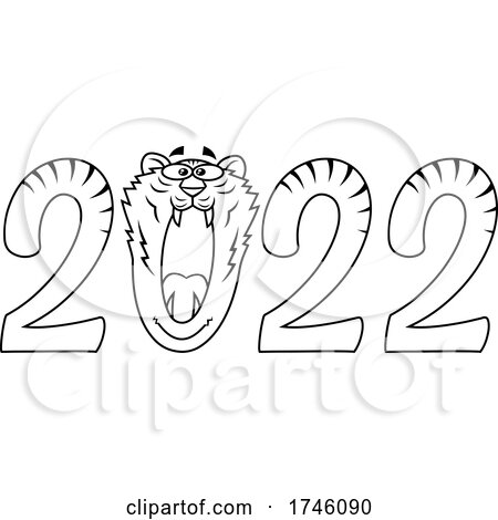 New Year 2022 Numbers wIth a Roaring Tiger Zero by Hit Toon