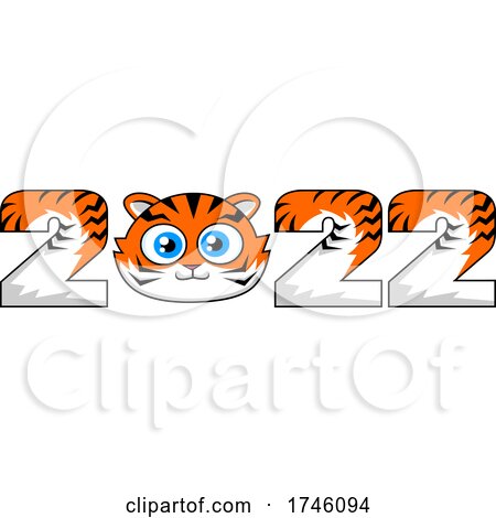 New Year 2022 Numbers wIth a Cute Tiger Face by Hit Toon