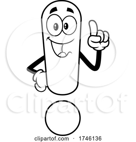 Exclamation Point Character Holding up a Finger by Hit Toon