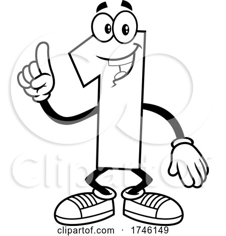 Cartoon Number 1 Character Gesturing One by Hit Toon