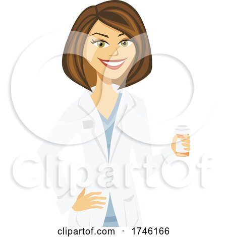 Happy Pharmacist or Doctor Holding a Pill Bottle by Amanda Kate