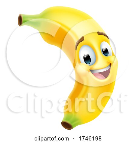 Banana Fruit Cartoon Character Emoji Mascot by AtStockIllustration