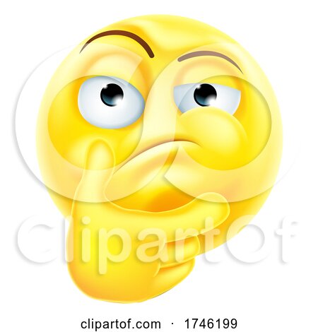 Thinking Emoticon Emoji Cartoon Icon Character by AtStockIllustration