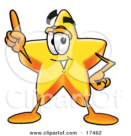 Clipart Picture of a Star Mascot Cartoon Character Pointing Upwards by Mascot Junction