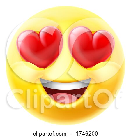 Love Hearts Eyes Emoticon Emoji Cartoon Icon by AtStockIllustration