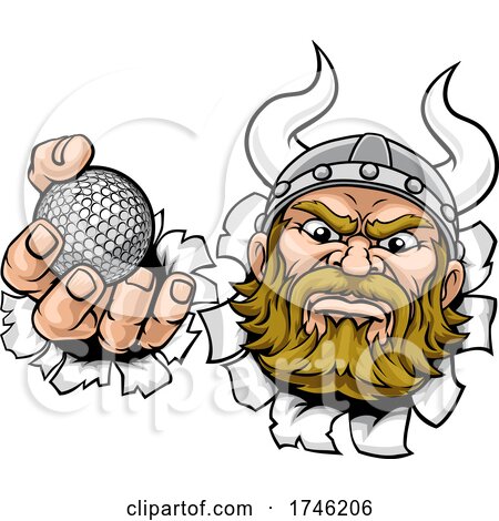 Viking Golf Ball Sports Mascot Cartoon by AtStockIllustration