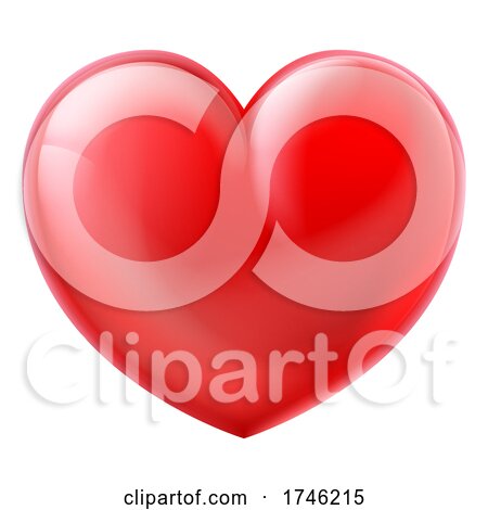 Heart 3D Cartoon Glossy Emoticon Emoji Icon by AtStockIllustration