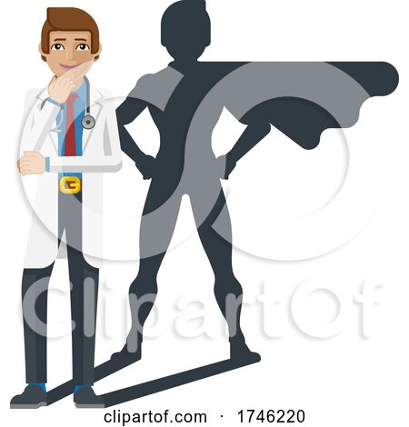 Young Medical Doctor Super Hero Cartoon Mascot by AtStockIllustration
