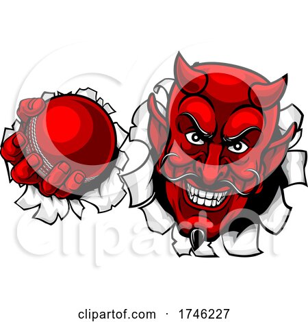Devil Satan Cricket Sports Mascot Cartoon by AtStockIllustration