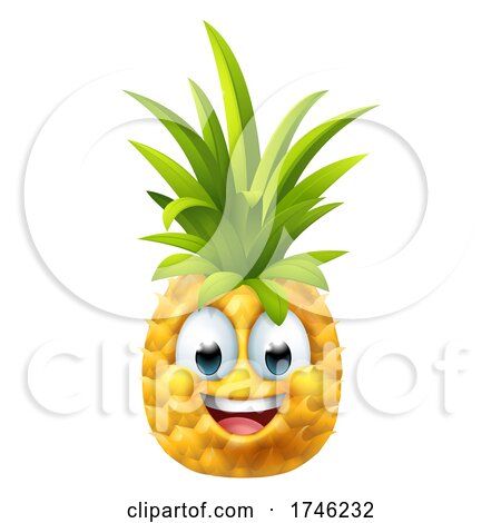 Pineapple Fruit Cartoon Emoticon Emoji Mascot by AtStockIllustration