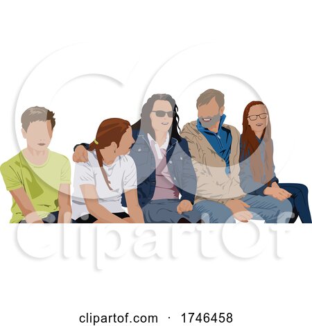 Happy Family Sitting on a Bench by dero