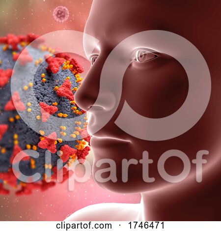 3d Covid Virus Cell and Man by KJ Pargeter