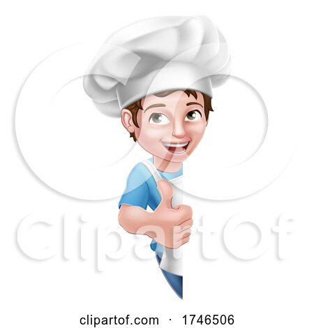 Kid Cartoon Boy Chef Cook Baker Child Sign by AtStockIllustration