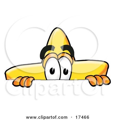 Clipart Picture of a Star Mascot Cartoon Character Peeking Over a Surface by Mascot Junction