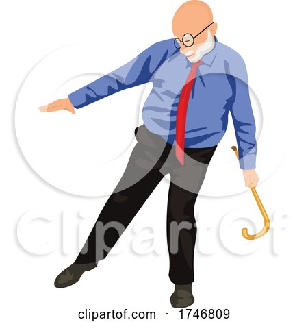 Senior Man Dancing with a Cane by dero