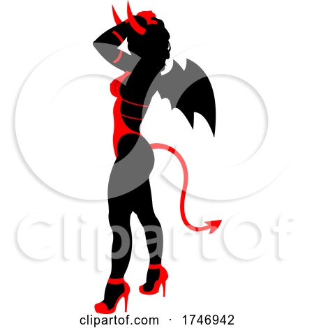 Sexy Female Devil Silhouette by Hit Toon