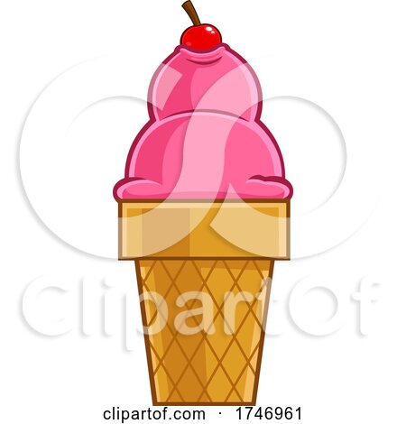 Ice Cream Cone with Cherry by Hit Toon