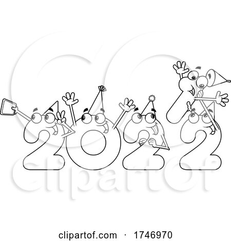 Black and White Year 2022 Numbers Partying by Hit Toon