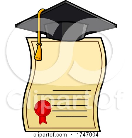 Graduation Cap on a Diploma by Hit Toon