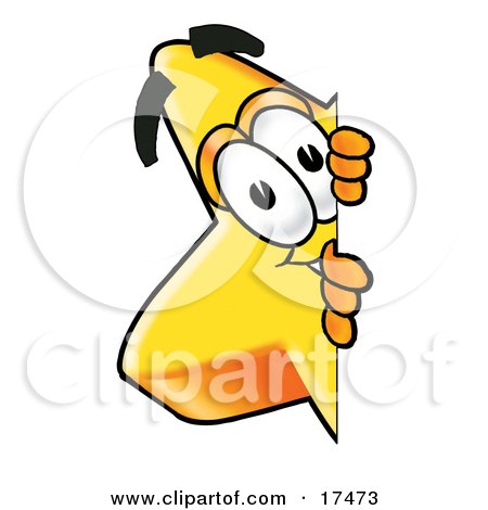 Clipart Picture of a Star Mascot Cartoon Character Peeking Around a Corner by Mascot Junction