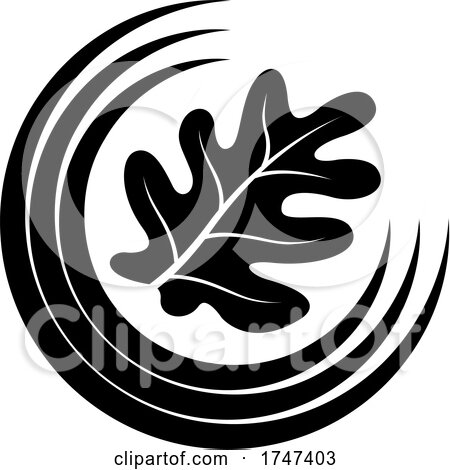 Black and White Oak Leaf and Half Circle Logo by Lal Perera