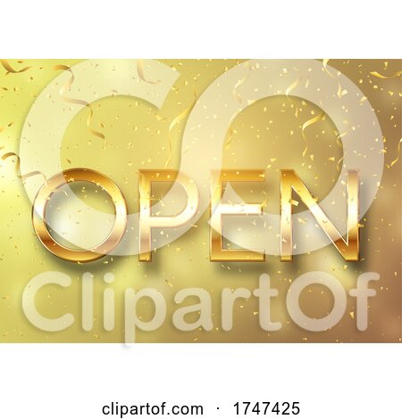Gold Open Sign with Confetti by KJ Pargeter