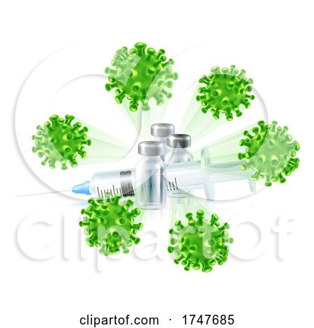 Vaccine Syringe and Vials Vaccination Concept by AtStockIllustration