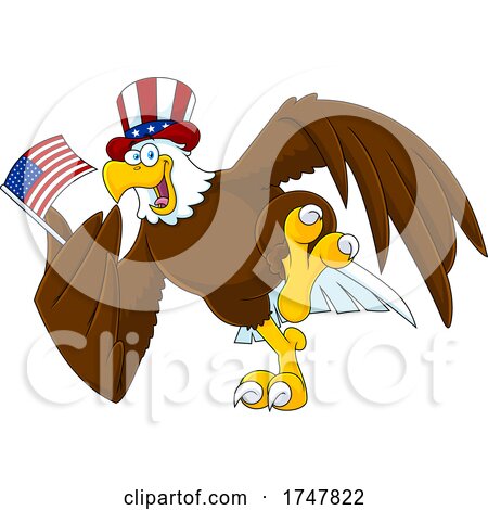 Bald Eagle with an American Flag by Hit Toon