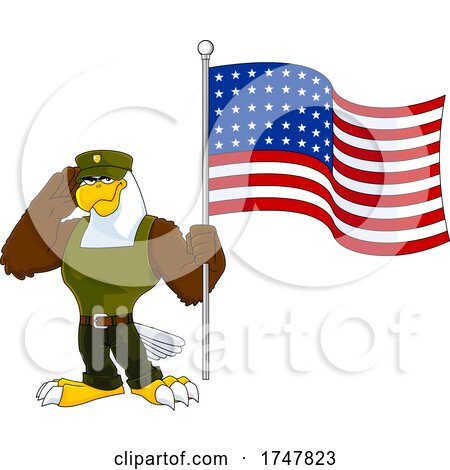 Bald Eagle Soldier with an American Flag by Hit Toon