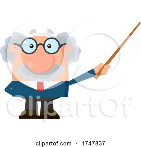 Science Professor Albert Einstein Character Holding a Pointer Stick by Hit Toon