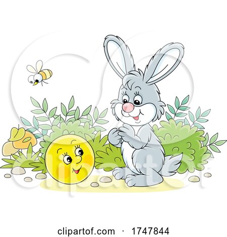 Rabbit and Smiley Ball by Alex Bannykh