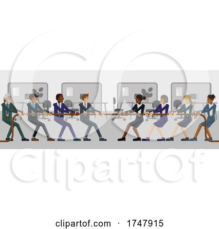 Tug of War Rope Pulling Business People Concept by AtStockIllustration