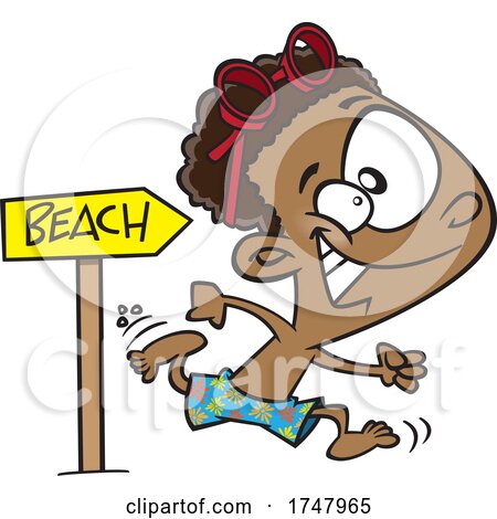 Cartoon Boy Running to the Beach Posters, Art Prints