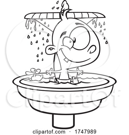 Black and White Cartoon Fountain of Youth Baby by toonaday