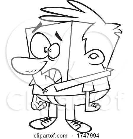 Black and White Cartoon Man Being a Square by toonaday